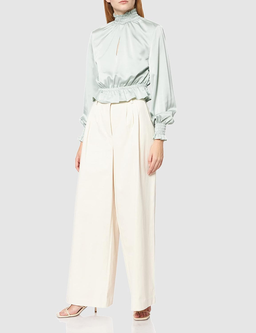 NA-KD Damen Padded Shoulder Blouse Bluse 38 Grün, 38 Grün