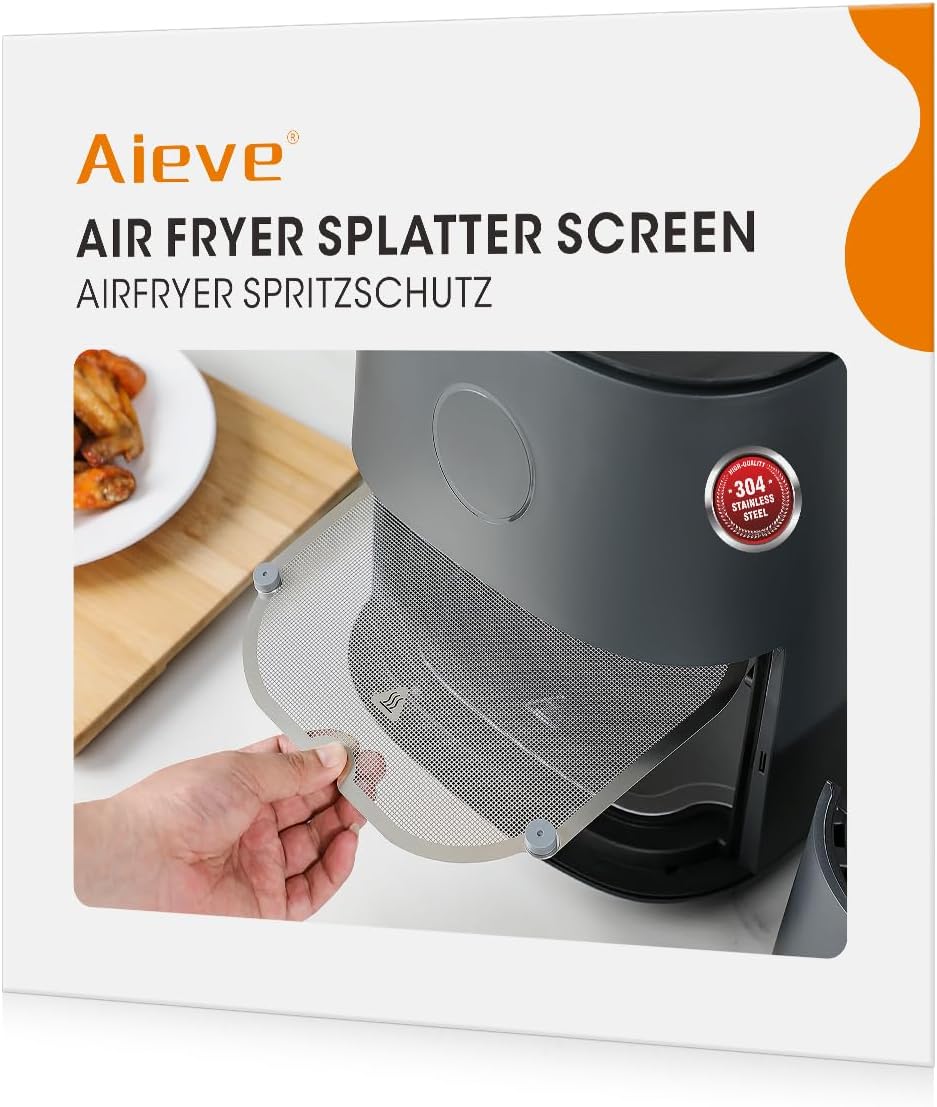 AIEVE Edelstahl Spritzschutz Feinmaschiger Fettspritzschutz kompatibel mit COSORI XXL 4,7 L und Ninj