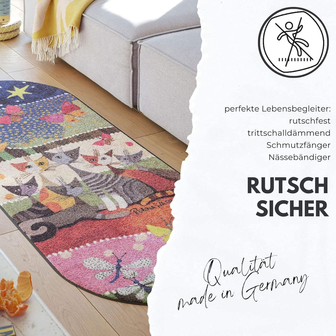 Efia Rosina Wachtmeister Fussmatte Lifestyle Le Onde 50x75 cm Tür-Matte waschbar Katzen bunt Designe