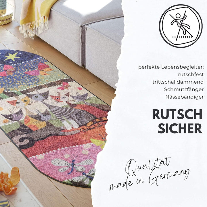 Efia Rosina Wachtmeister Fussmatte Lifestyle Le Onde 50x75 cm Tür-Matte waschbar Katzen bunt Designe