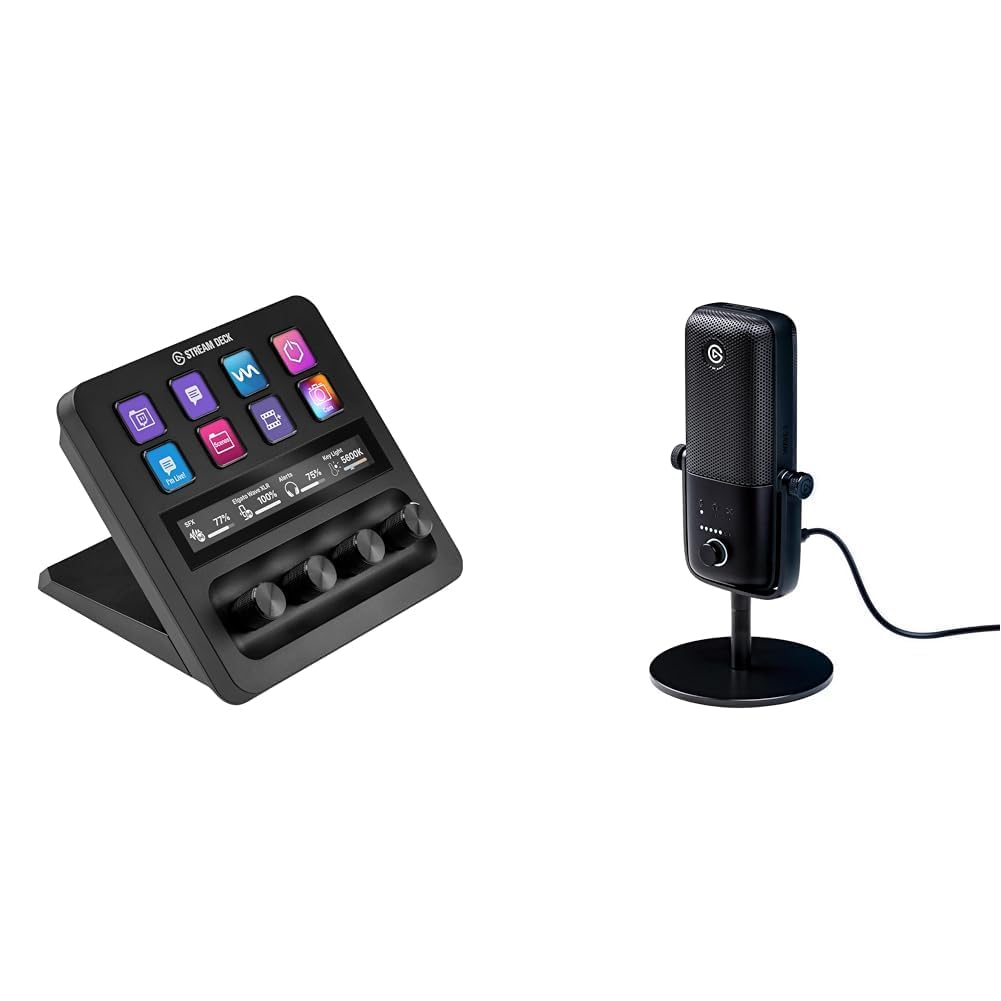 Elgato Stream Deck +, Audiomixer & Wave:3 - Professionelles USB-Kondensatormikrofon für Streaming, P