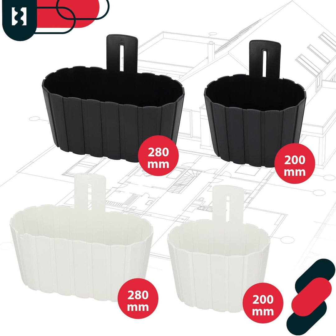 KOTARBAU® 6er Set Blumenkasten Balkon - Wandampel - Blumentopf - 20x14cm H: 13cm Anthrazit - Wandamp