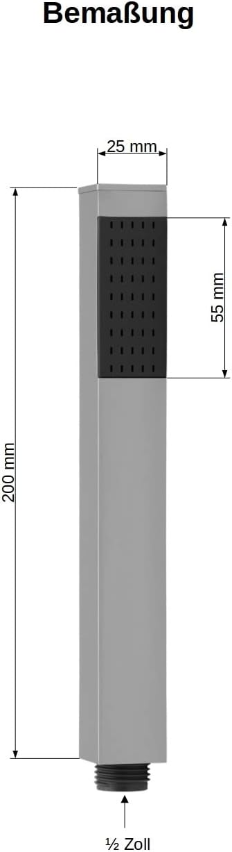 Handbrause Messing quadratisch mit Brauseschlauch 200 cm Duschbrause Brausekopf
