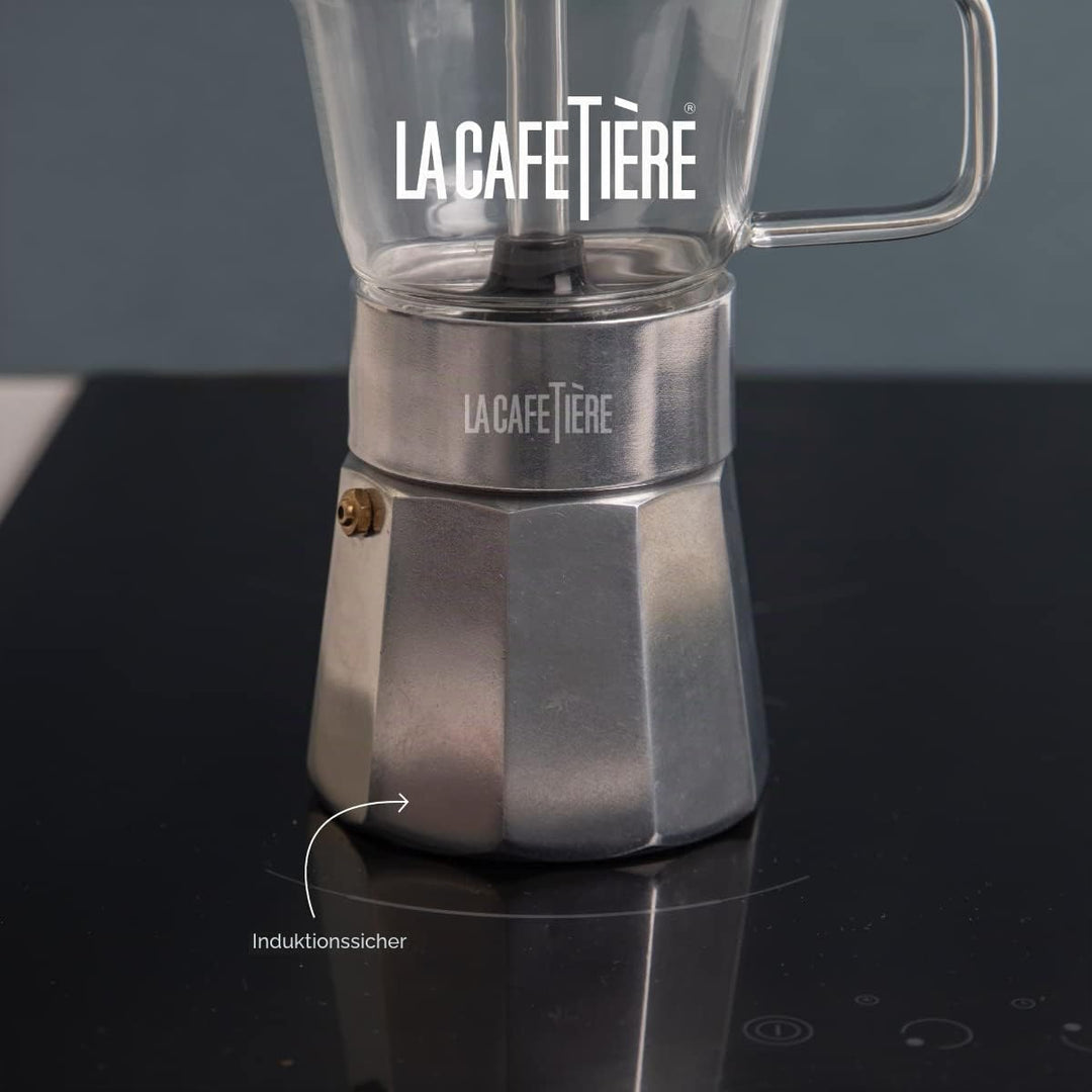La Cafetière Verona Glas-Espressokocher, Chrom, 6 Tassen, Geschenkverpackung Chrome, Chrome