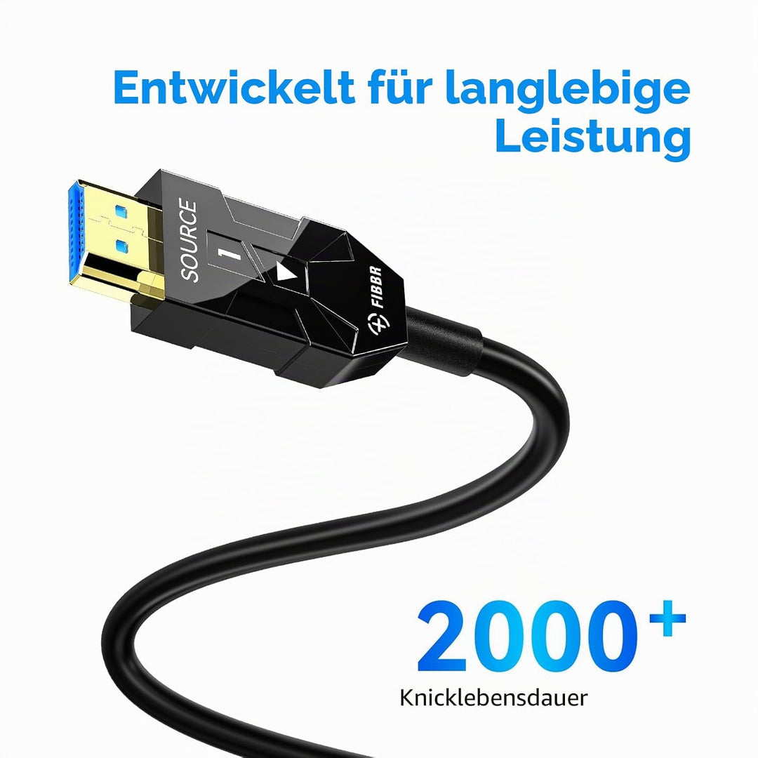 FIBBR 8K HDMI Glasfaserkabel 5M, 48Gbps 8K HDMI 2.1 Kabel/AOC Unterstützung 8K@60Hz, 4K@120Hz/144Hz