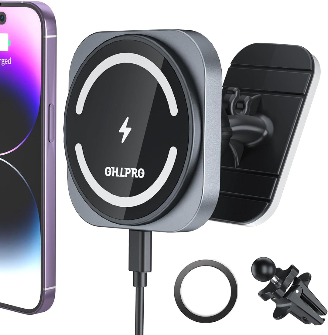 OHLPRO für MagSafe Autohalterung mit Ladefunktion, 360° Drehung iPhone 15 Pro Max Autohalterung, Kom