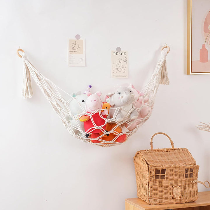 Boho-Organizer-Netztasche Obsthängematte für Küche unter Schrank Hängende Obst-Hängematte,ca. 115 cm