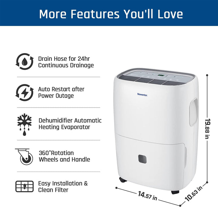 Newentor Luftentfeuchter Elektrisch 25L pro Tag, Raumentfeuchter Elektrisch Badezimmer bis zu 215m³/