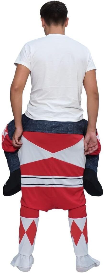 Morph Rotes Power Ranger Huckepack Kostüm für Erwachsene, Lustiges Faschingskostüm Damen Herren Powe