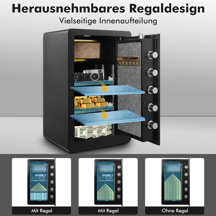 73L Grosser Feuerfester Tresor,Elektronischem Tresor mit Passwort & Schlüssel,Digitaler Möbeltresor