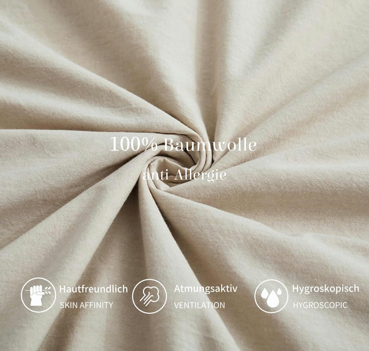Boqingzhu Baumwolle Bettwäsche 155x220cm Beige Creme Taupe Einfarbig Uni Ästhetik Weich Renforce Bau