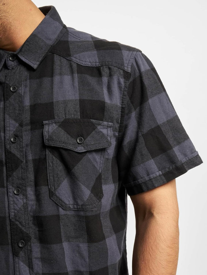 Brandit Check Shirt Herren Kurzarm Single Hemd S Grau-schwarz, Single Hemd S Grau-schwarz