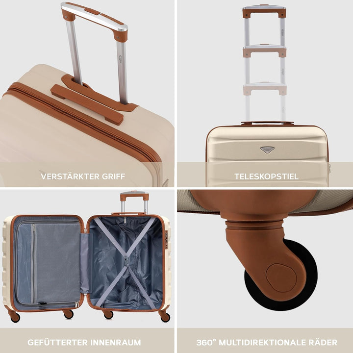 Flight Knight Leichte 4-rad-abs-hartschalenkoffer, Handgepack, Zugelassen Fur Fluggesellschaften, Ei
