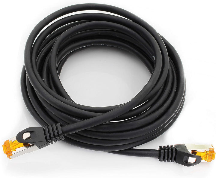 5m - Cat.7 Netzwerkkabel Schwarz - 10 Stück Gigabit Ethernet LAN Kabel 10000 Mbit s Patchkabel Cat7