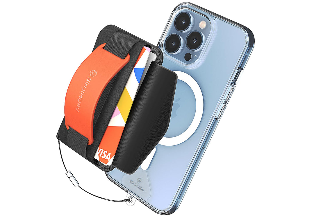 Sinjimoru Rutschfester Magnetischer Handy Kartenhalter mit Fingergriff, Kreditkartenetui kompatibel