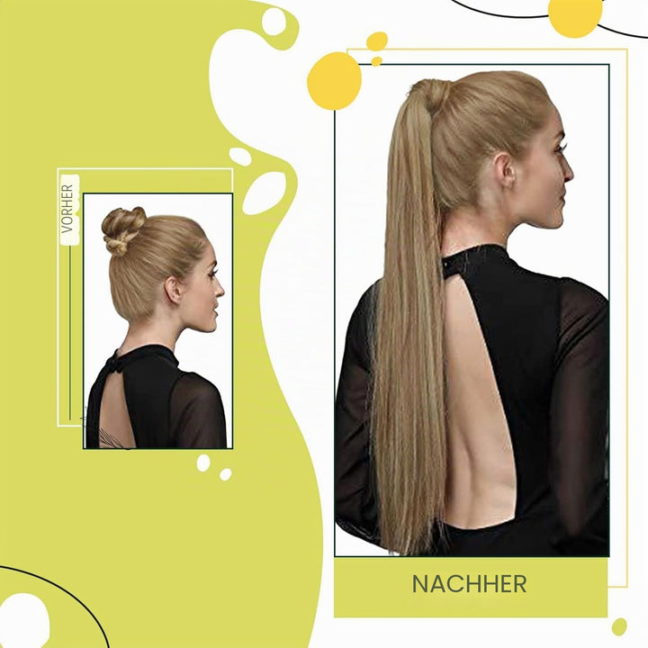RUNATURE Zopf Echthaar Extensions Blond mit Goldblond Echthaar Pferdeschwanz Extensions Blond Clip i