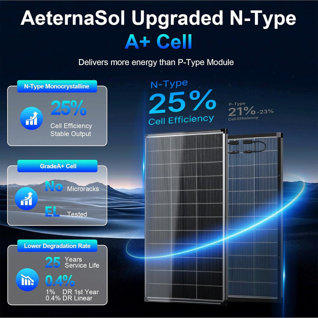 400 W Solarpanel Bifazial, 2 Stück 200 Watt Zonnepaneel, 12 V 18BB N-Typ A+ monokristalline Zelle, 2