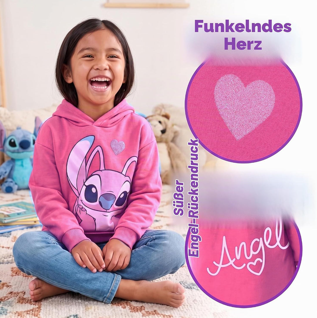 Disney Stitch Pullover | Angel Lang Kapuzenpullover Für Mädchen | Stitch Kleidung Mädchen| Offiziell