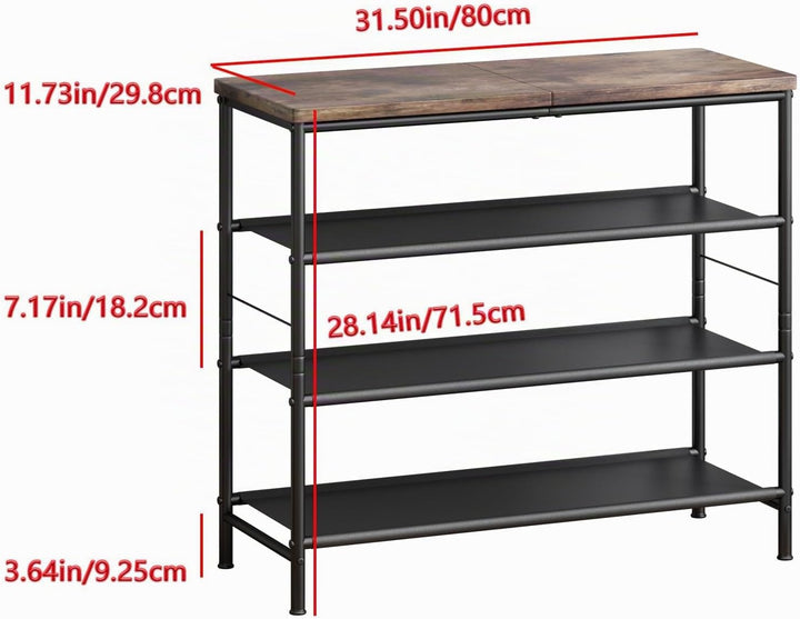 Schuhregal, 4-stöckiges Schuhablage mit oberem MDF-Paneel und Regal Vliesstoff für Eingangsbereich,