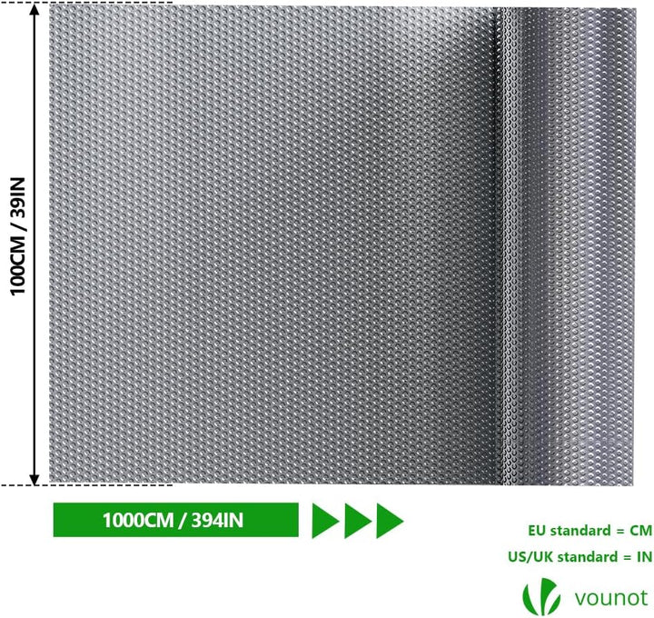 VOUNOT Isolierfolie Dämmfolie 10m x 100cm x 3mm, Doppelte Alu-Luftpolsterfolie Heizkörper Reflexions