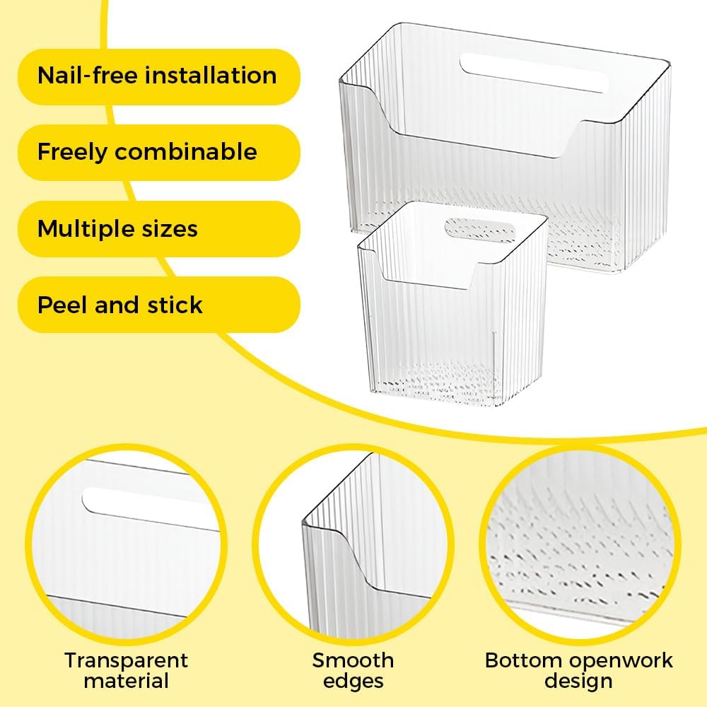 Küchenschranktür Organizer, 4 Stück Küchenschranktür Aufbewahrungsbox, Selbstklebendes Wandbox, Wand