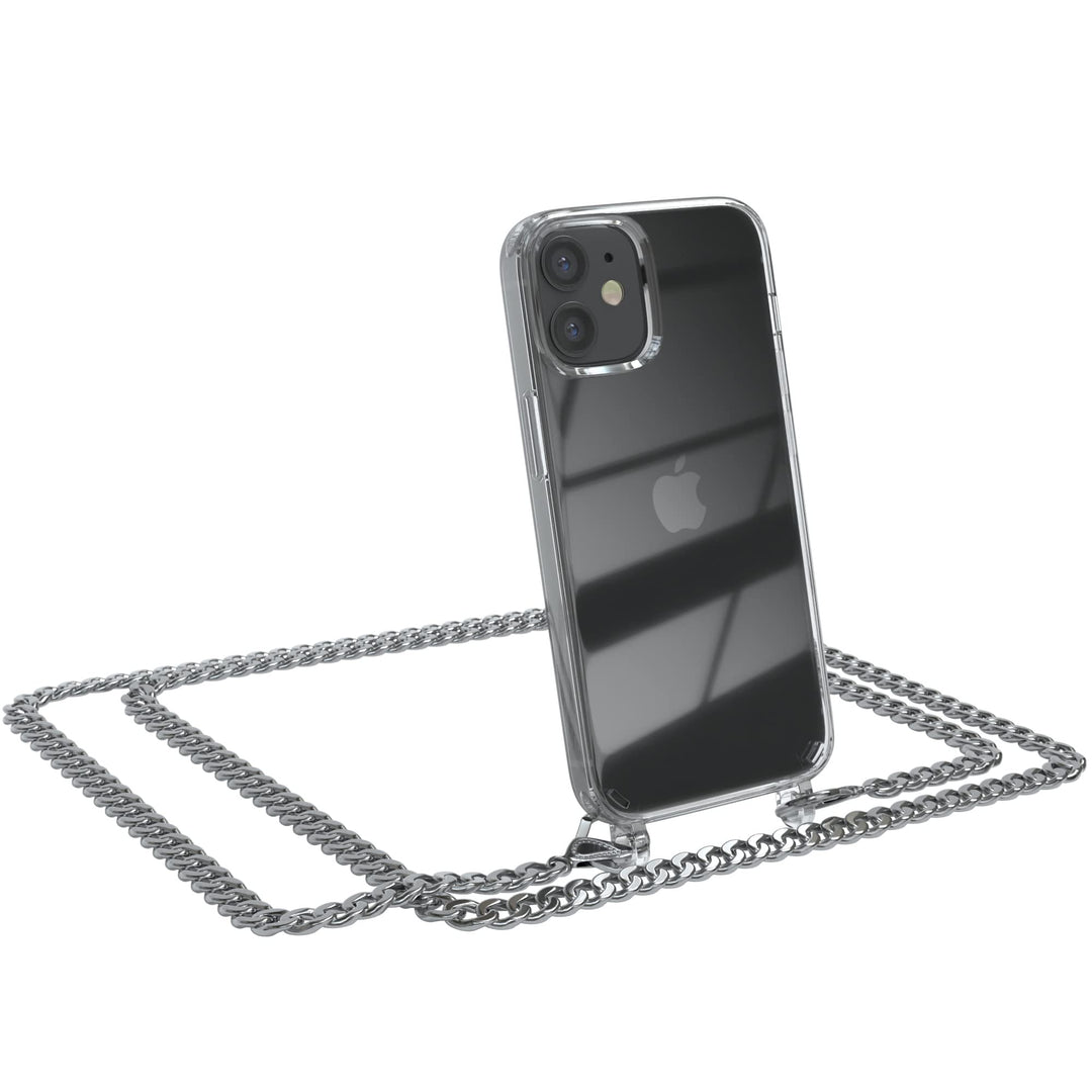 EAZY CASE Handykette kompatibel mit iPhone 12 Mini Handyhülle mit Metall Umhängeband und Ersatz Kord