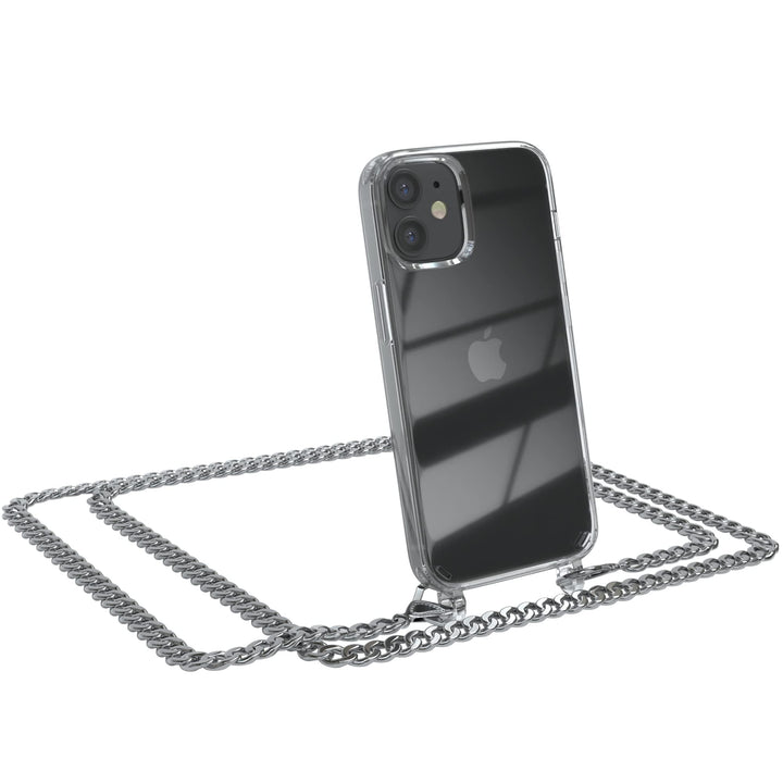 EAZY CASE Handykette kompatibel mit iPhone 12 Mini Handyhülle mit Metall Umhängeband und Ersatz Kord