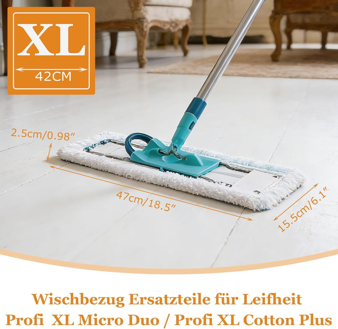 6 Pack Bodenwischer Ersatzbezug für Leifheit Profi XL, für alle Bodenarten | Kompatibel mit Leifheit