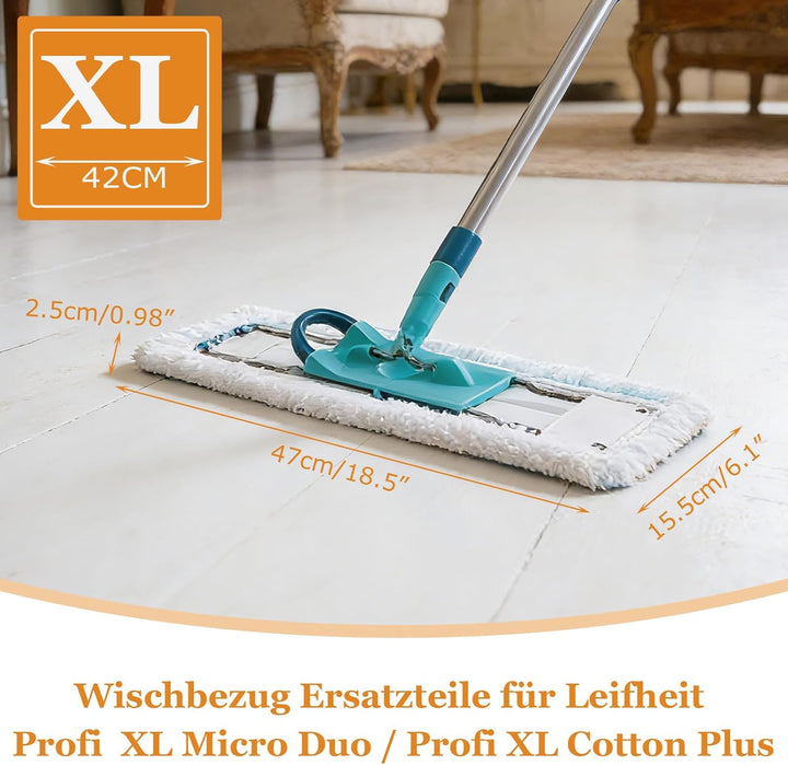 6 Pack Bodenwischer Ersatzbezug für Leifheit Profi XL, für alle Bodenarten | Kompatibel mit Leifheit