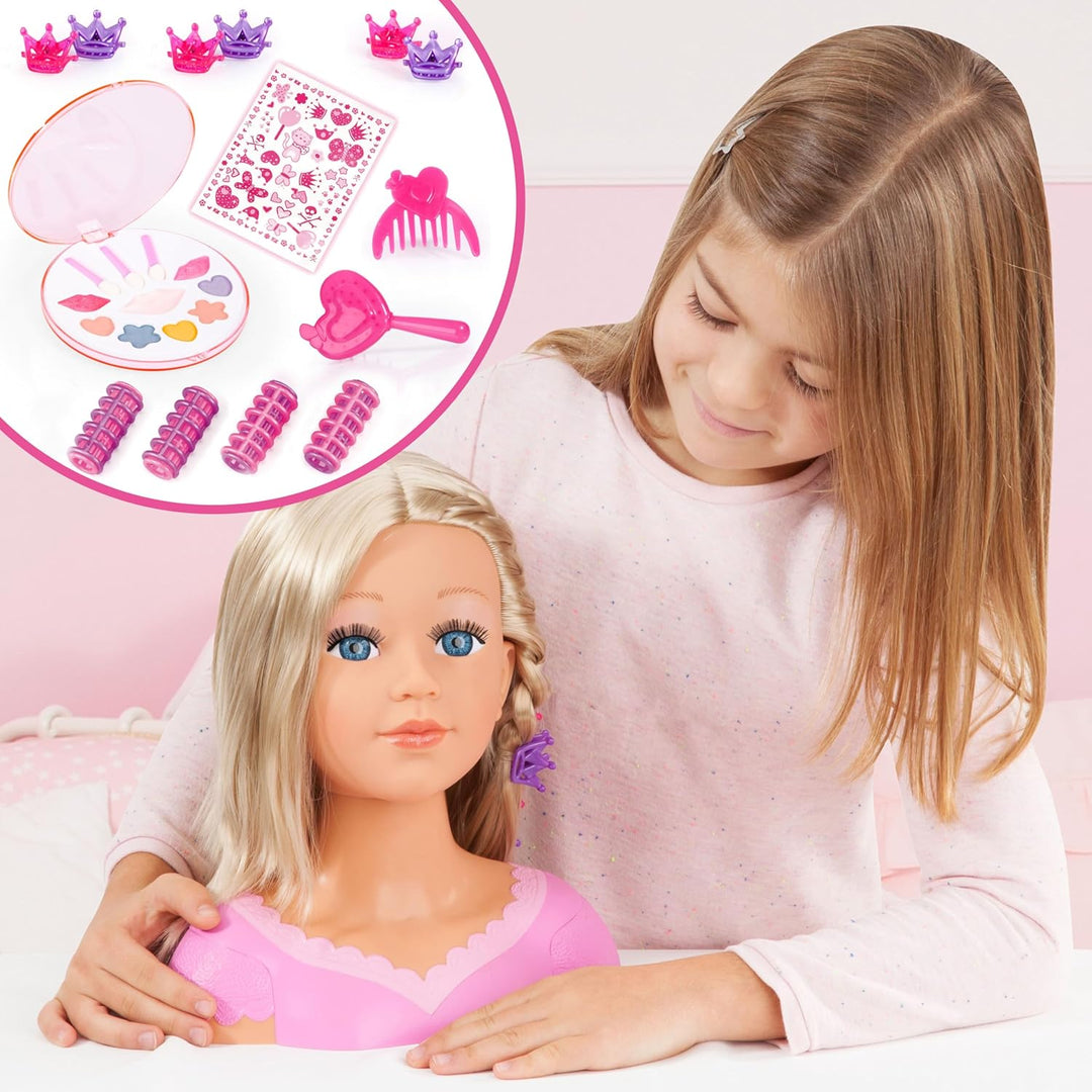 Bayer Design 90088BS Charlene Super Model Schmink- und Frisierkopf, Puppenkopf mit Haarzubehör, Schm