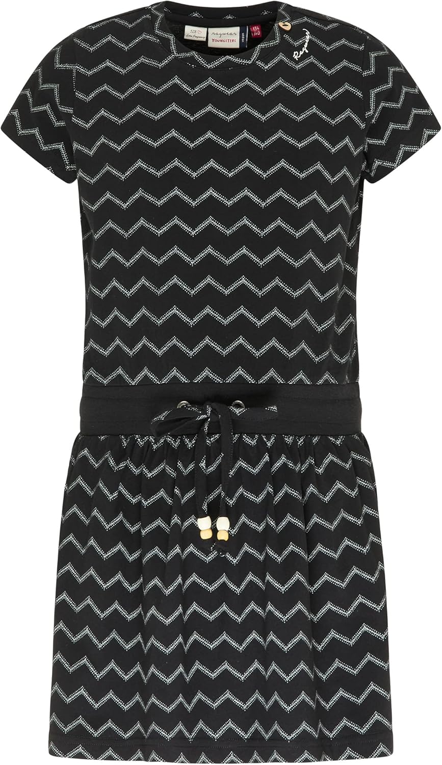 Ragwear MAGY Chevron Mädchen Kleid 128 Schwarz, 128 Schwarz