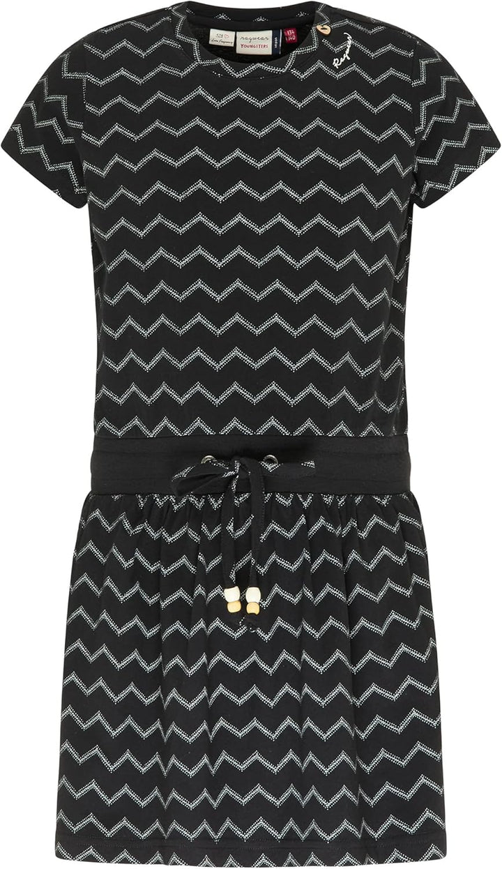 Ragwear MAGY Chevron Mädchen Kleid 128 Schwarz, 128 Schwarz