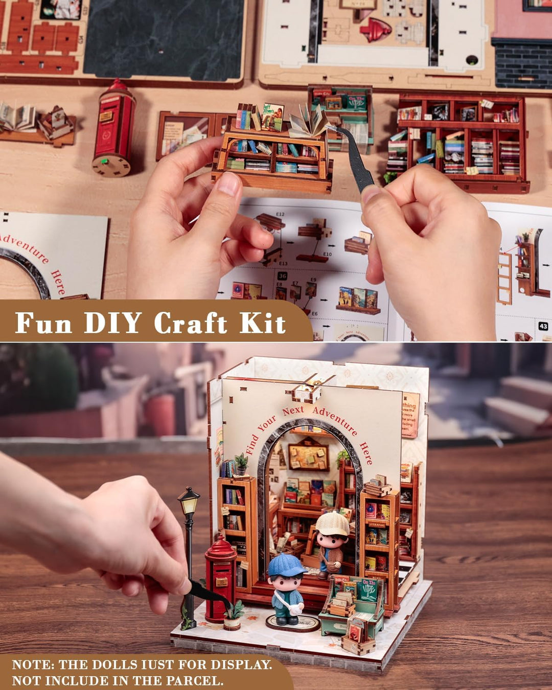 CUTEBEE Book Nook Kit - Holz Miniatur Haus Private Buchhandlung Thema Stil - DIY Bastelset Minihaus