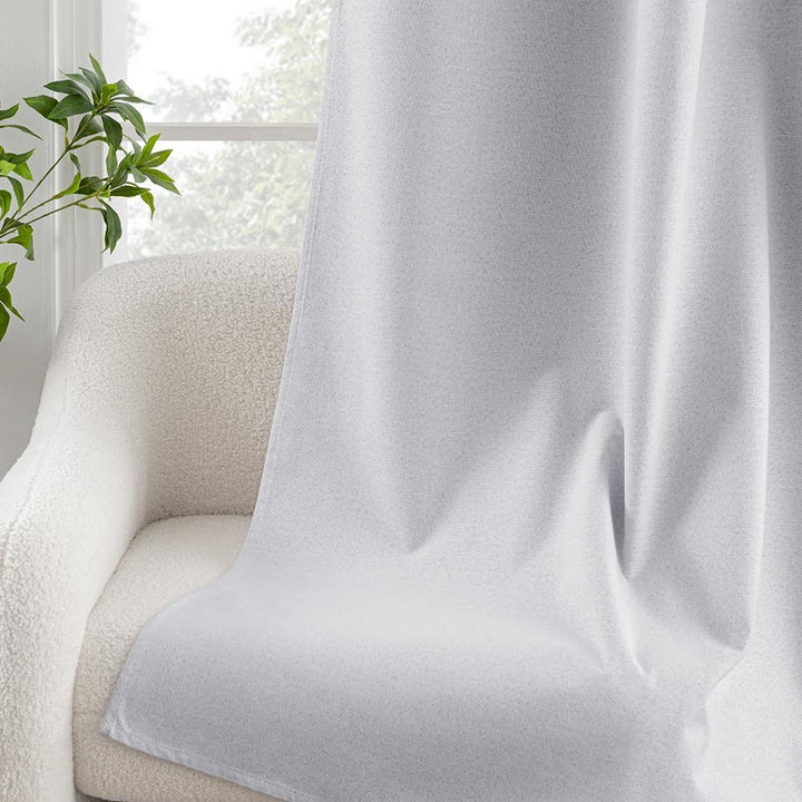 MIULEE Verdunklungsvorhänge mit ösen Gardinen Leinenoptik 2er Set 145 x 140 cm Grau Weiss Vorhang Bl
