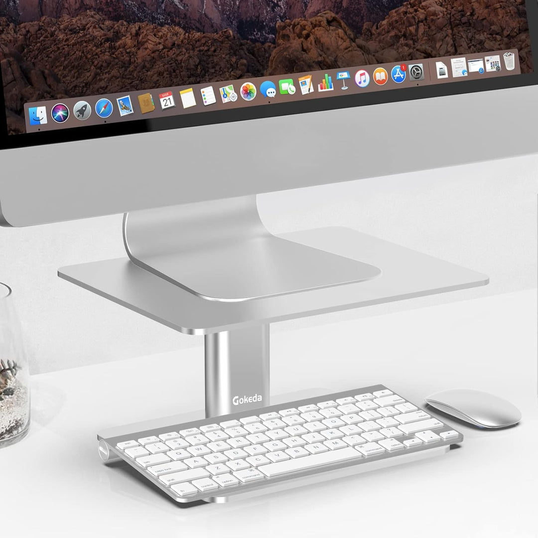 GOKEDA Monitor-Ständer, höhenverstellbar, aus Metall, kompatibel mit Laptop, Computer, Display, iMac