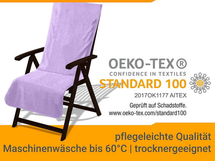 npluseins 2er Pack Auflagen für Sonnenliege und Gartenliege 1594.2319, Stuhl 60 x 130 cm, Flieder St
