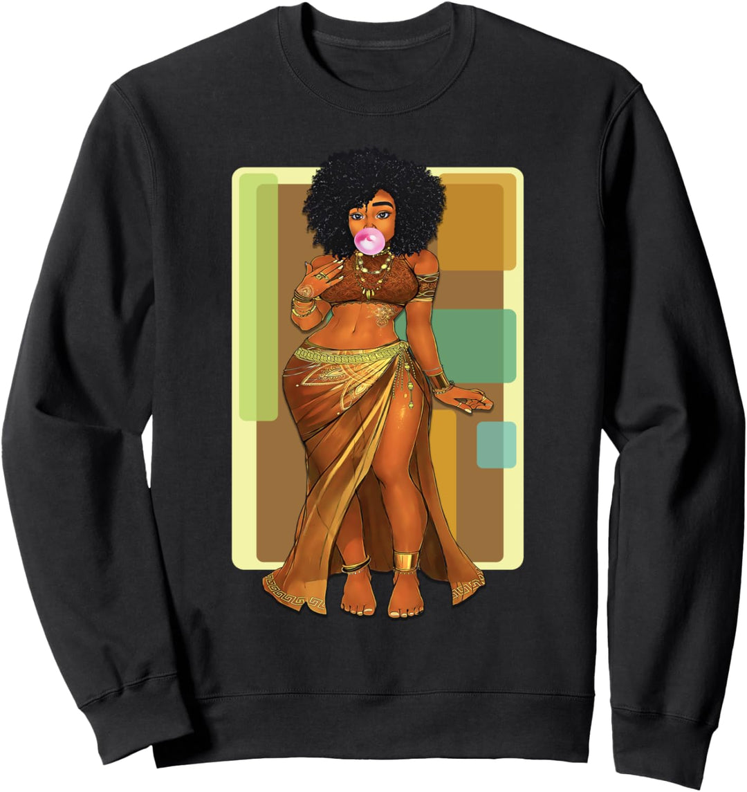 Black History Month Afro Word Art Natural Hair Sexy Melanin Sweatshirt