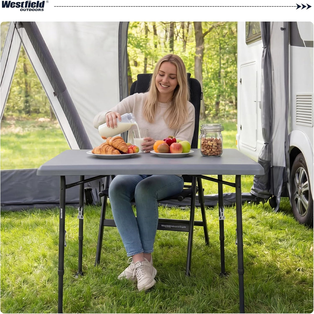 Westfield Outdoors Resino, Campingtisch klappbar Höhenverstellbar Klapptisch 100x68cm für 4-6 Person