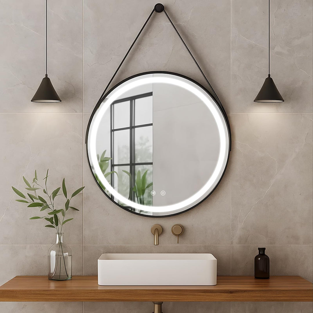 LED Spiegel Bad mit Beleuchtung 70cm Rund – Touch-Schalter, Beschlagfrei, Dimmbar – Badezimmerspiege