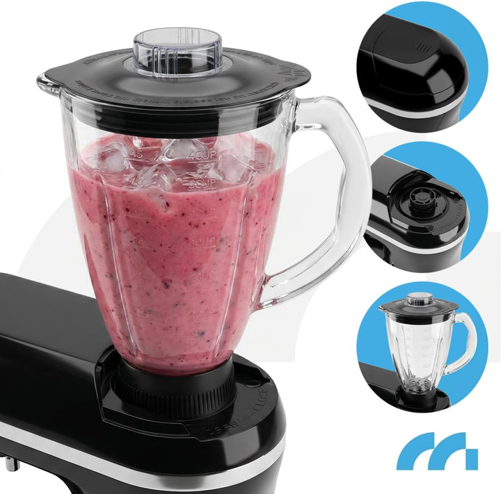 MalTec Küchenmaschine 3in1 2000W 6,2L mit Planetenrührwerk, Mixeraufsatz 1,5L, Fleischwolf, Nudelauf
