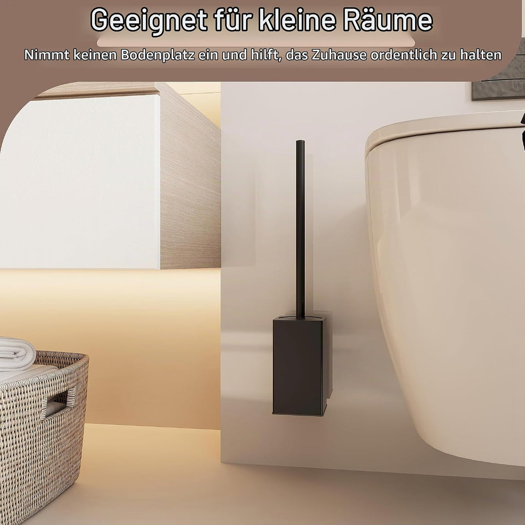 bgl WC-Bürstenhalter zur Wandmontage, 2 Stück Verpackt, Matt Schwarz Toilettenbürste, Metall, Wandmo