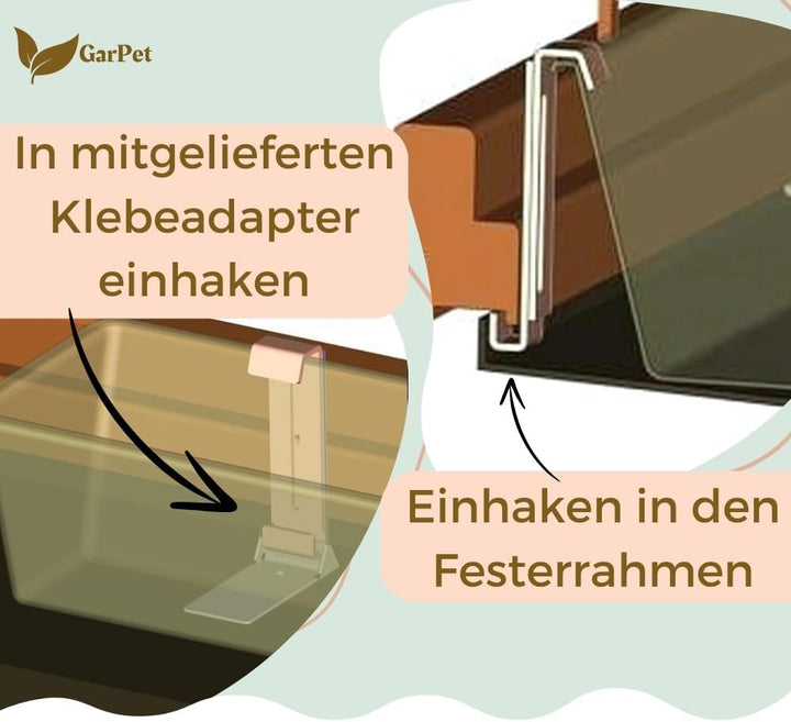 GarPet 4X Blumenkastenhalterung Fensterbank ohne Bohren unsichtbare Befestigung Blumenkasten Halteru