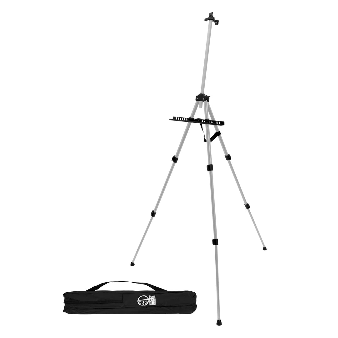 ECD Germany Staffelei, Atelierstaffelei aus Aluminium, Silber, Höhenverstellbar von 50-156 cm, Stabi