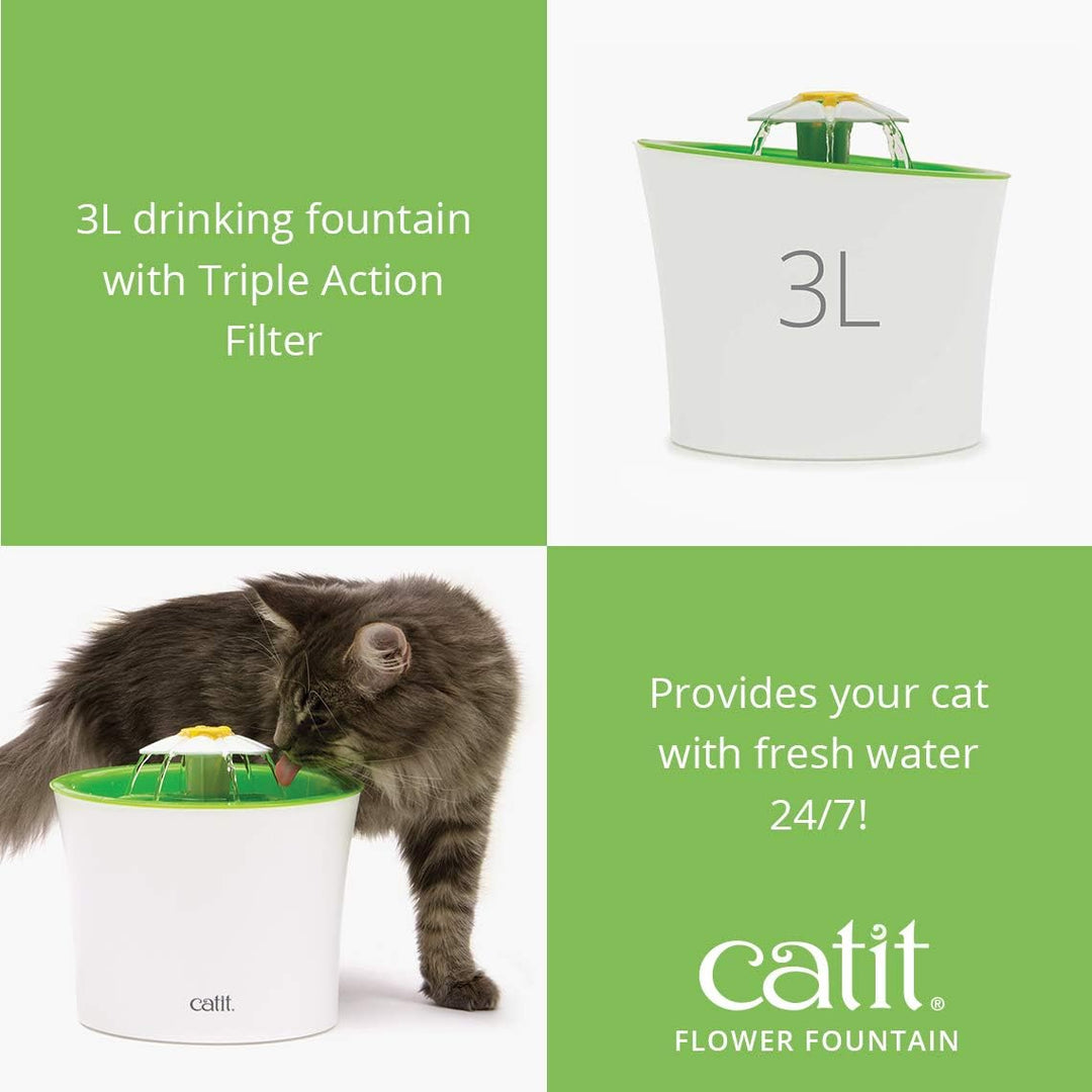 Catit Flower Fountain Blumentrinkbrunnen 3L - Immer frisches Wasser für Ihre Katze, durch ständige F
