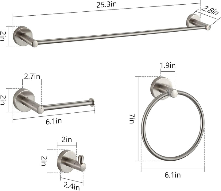 BGL Badezimmer-Hardware-Set, gebürstetes Nickel, Badezimmer-Zubehör-Set, Handtuchstange 8-teilig Geb