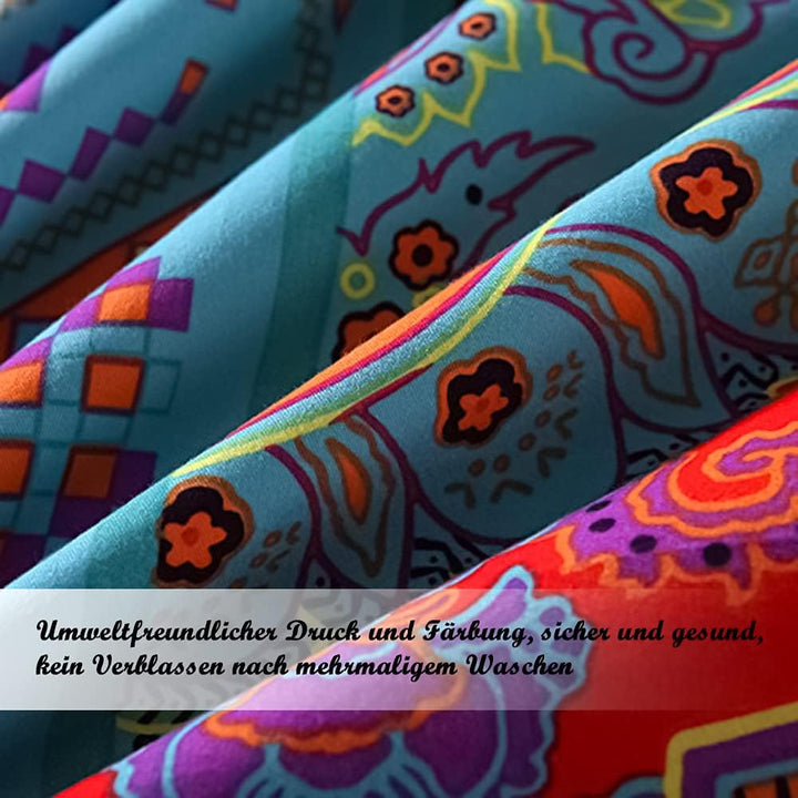 AShanlan Bohemian Bettwäsche Set 135x200 Blau Rot Boho Indisch Wendebettwäsche 2 Teilig 100% Mikrofa