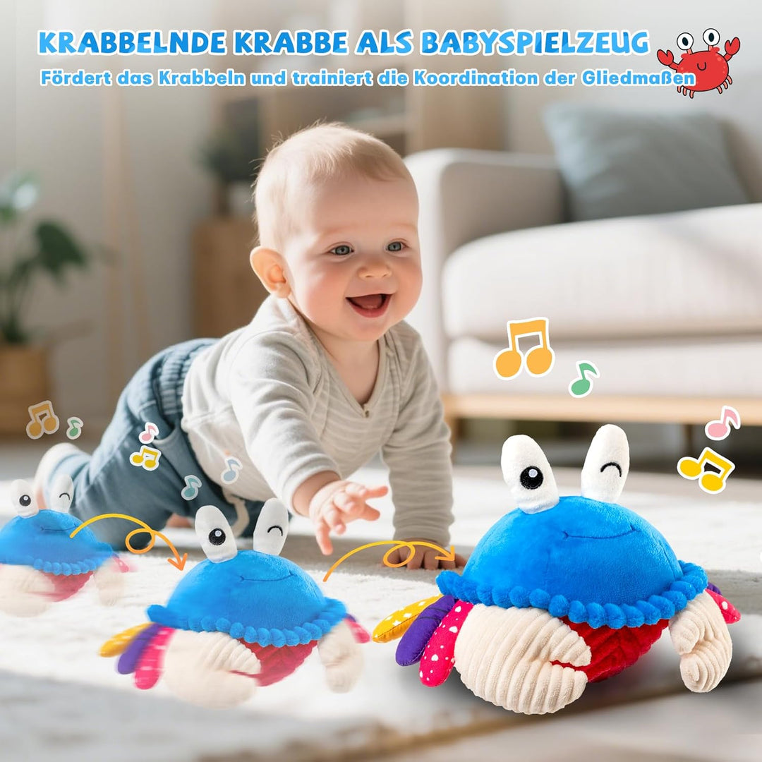 Krabbe Baby Spielzeug 6 7 8 9 10 12 Monate, Musikalische Krabbelspielzeug, Crawling Crab Tummy Time