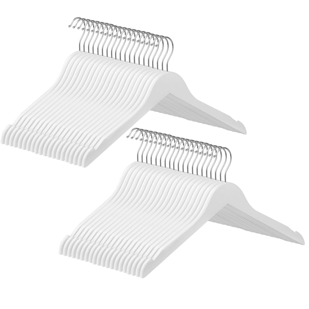 SONGMICS Kleiderbügel, 40er Set, Kleiderbügel Holz, aus Massivholz, Holzbügel mit Einkerbungen, Jack