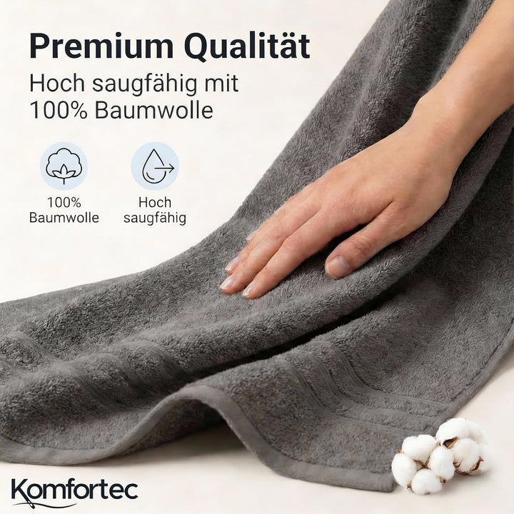 Komfortec 2er Saunatuch Set 80x200 cm aus 100% Baumwolle, XXL-Saunatücher, Sauna Handtuch, Weich, Gr