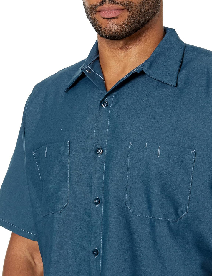 Red Kap Herren Men's Short Sleeve Industrial Work Shirt Work Utility Hemd (1er Pack) M Dunkelblau, M